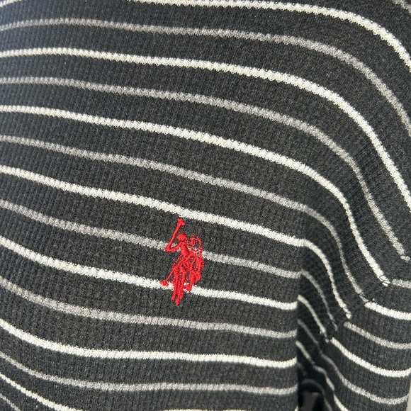 U.S. Polo Assn. Black and White Long Sleeve Tee with Stripes - Picture 2 of 4